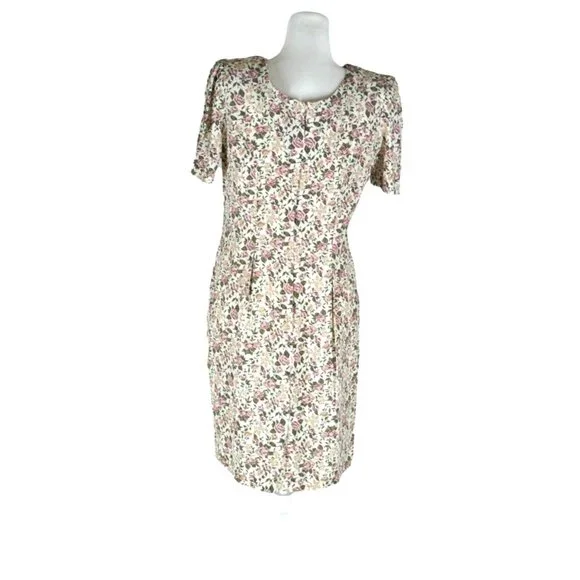 Vintage Paquette Too! Floral Dress with Rosette and Lace Collar Garden Cottage T - Picture 6 of 14